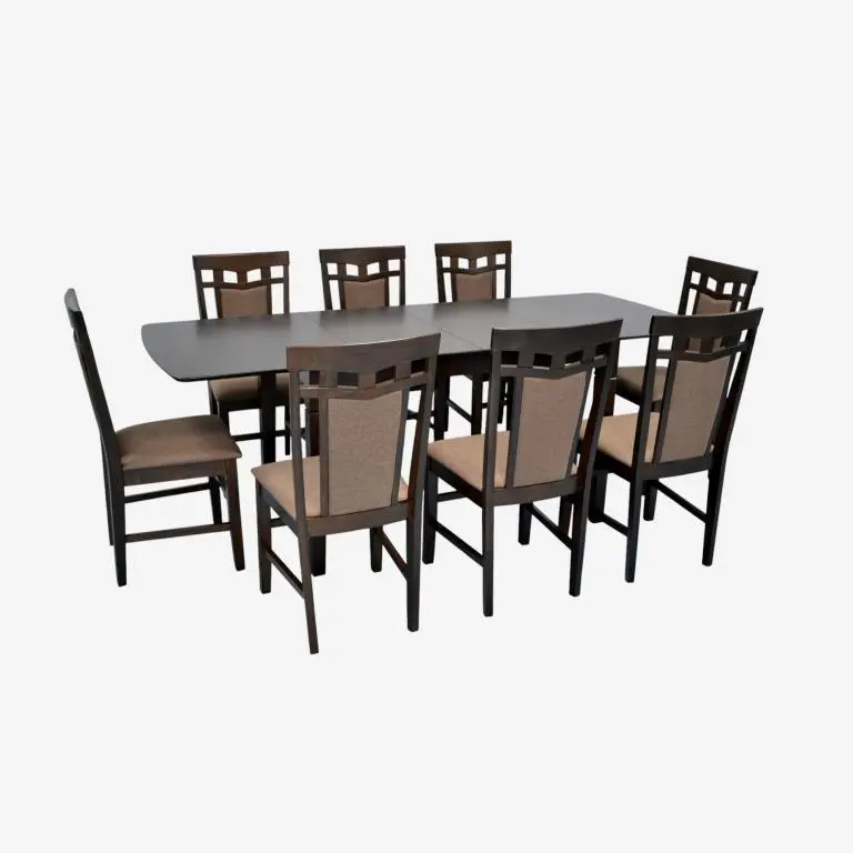 Set masa + 8 scaune Evelin HV-27V + Deepa R Ekea-12 (Chocolate/Dark Brown)