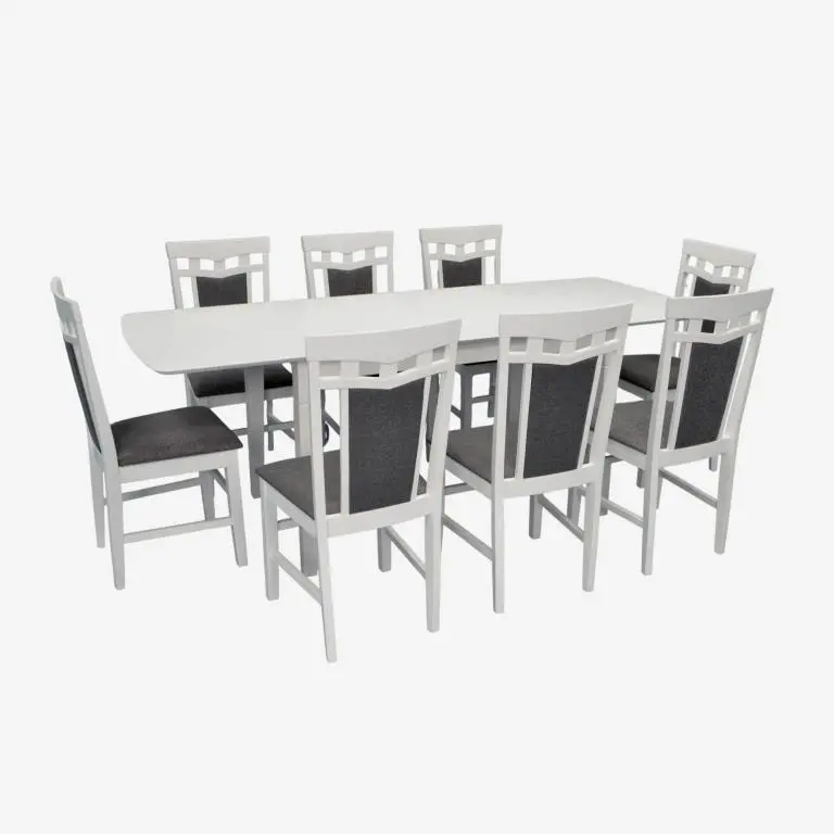 Set masa + 8 scaune Evelin HV-27V + Deepa R NV-10WP (White/Grey)
