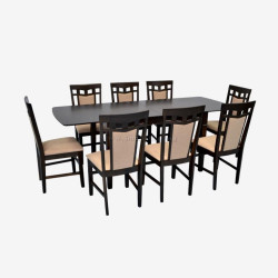 Set masa + 8 scaune Evelin HV-27V + Deepa R NV-3WP (Chocolate/Brown)