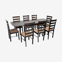 Set masa + 8 scaune Evelin HV-27V + Gloria Ekea-12 (Chocolate/Dark Brown)