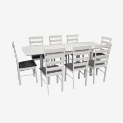 Set masa + 8 scaune Evelin HV-27V + Gloria NV-10WP (White/Grey)