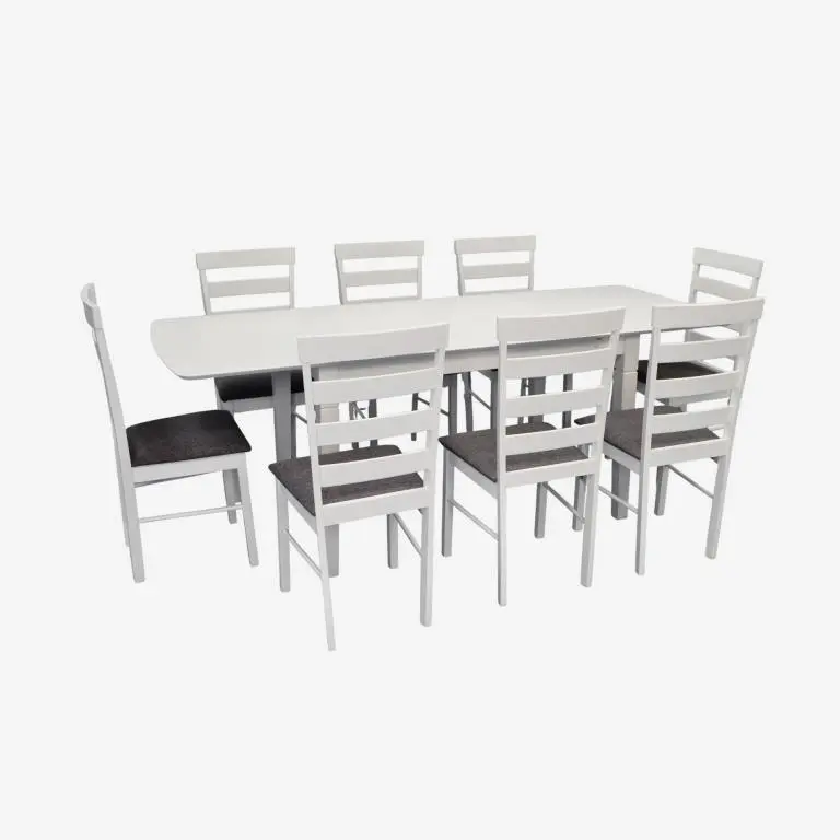 Set masa + 8 scaune Evelin HV-27V + Gloria NV-10WP (White/Grey)