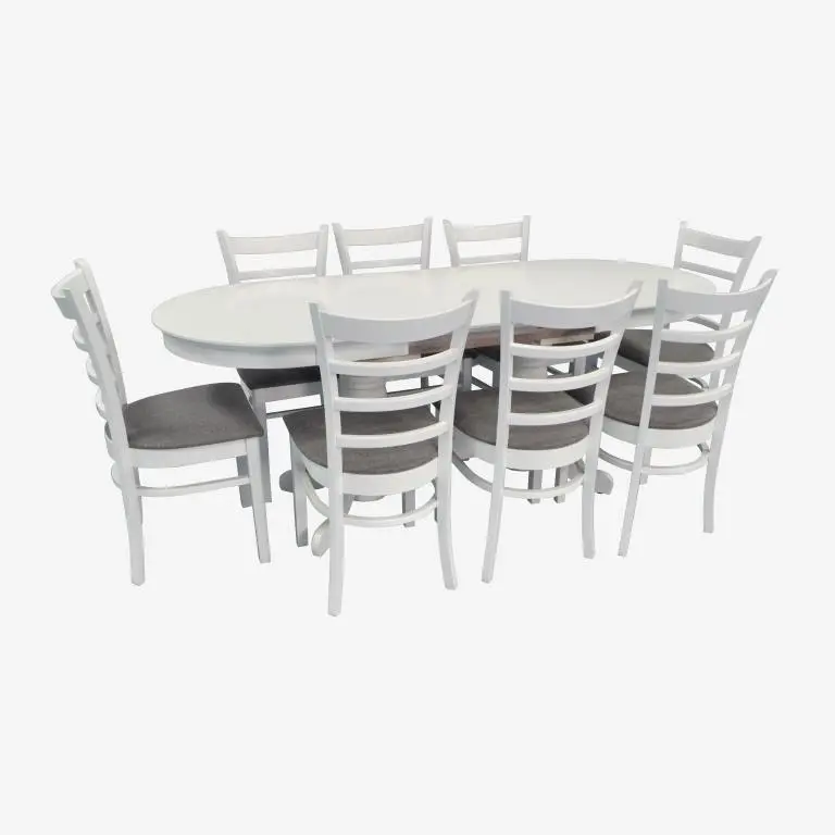 Set masa + 8 scaune Evelin HV-31N + Coco NV-10WP (White/Grey)
