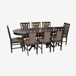 Set masa + 8 scaune Evelin HV-31N + Deepa R Ekea-12 (Chocolate/Dark Brown)