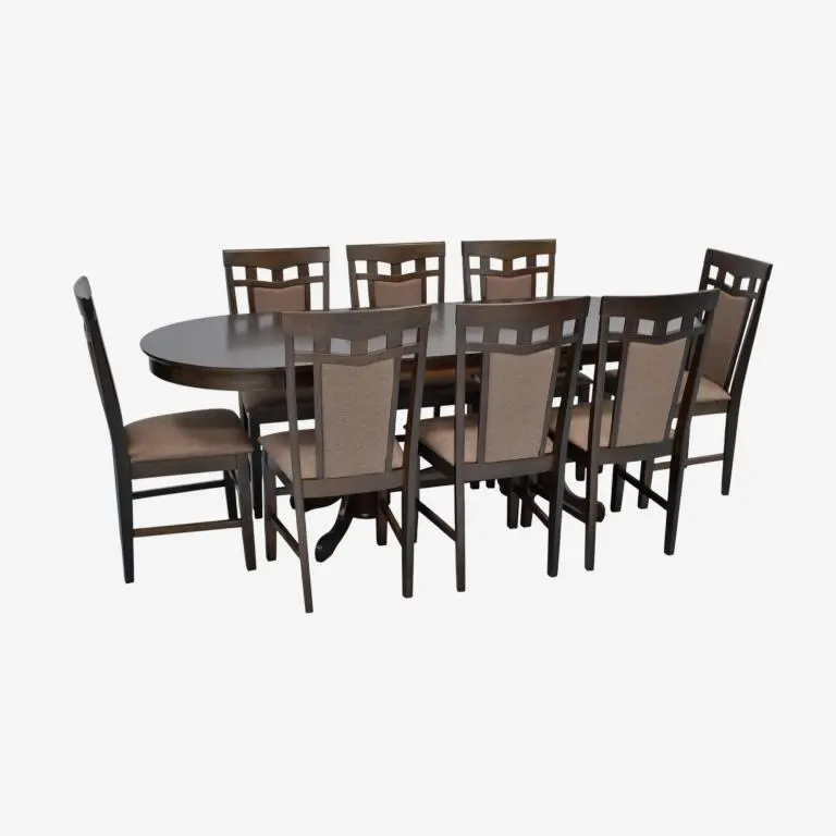 Set masa + 8 scaune Evelin HV-31N + Deepa R Ekea-12 (Chocolate/Dark Brown)