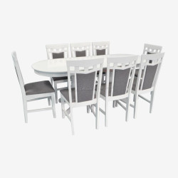 Set masa + 8 scaune Evelin HV-31N + Deepa R NV-10WP (White/Grey)
