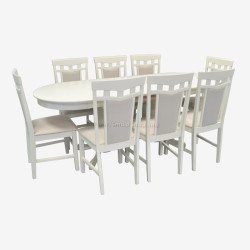 Set masa + 8 scaune Evelin HV-31N + Deepa R NV-1WP (Light Cream)