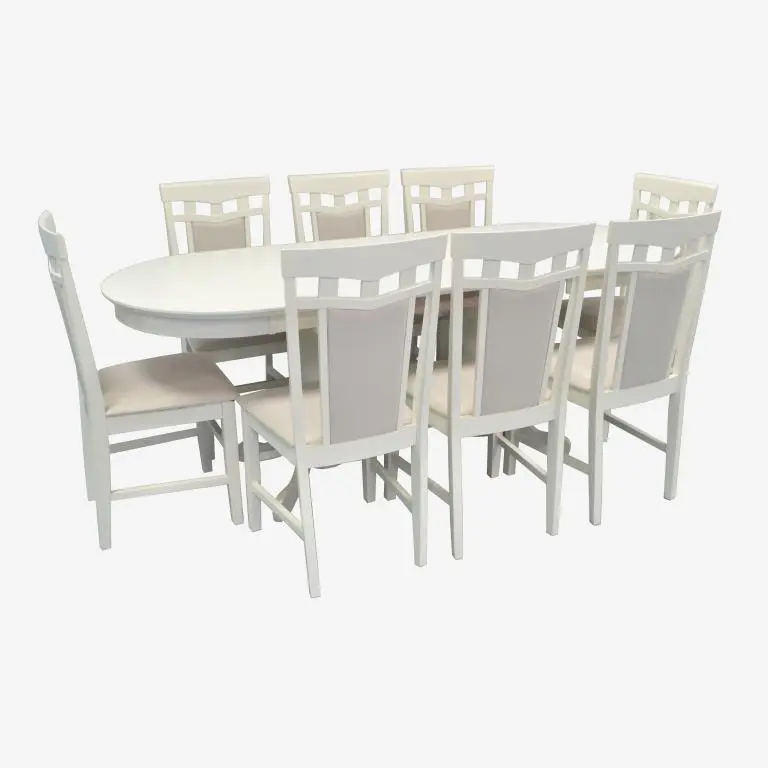 Set masa + 8 scaune Evelin HV-31N + Deepa R NV-1WP (Light Cream)