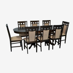 Set masa + 8 scaune Evelin HV-31N + Deepa R NV-3WP (Chocolate/Brown)