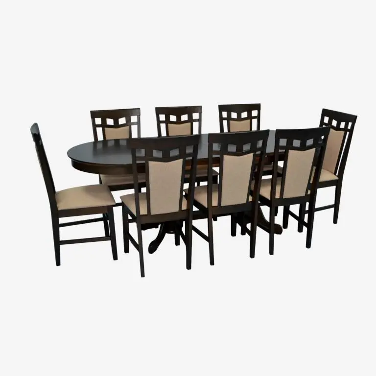 Set masa + 8 scaune Evelin HV-31N + Deepa R NV-3WP (Chocolate/Brown)