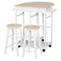 Set masa si scaune Homcom 801-117 (White/Natural) Thumb
