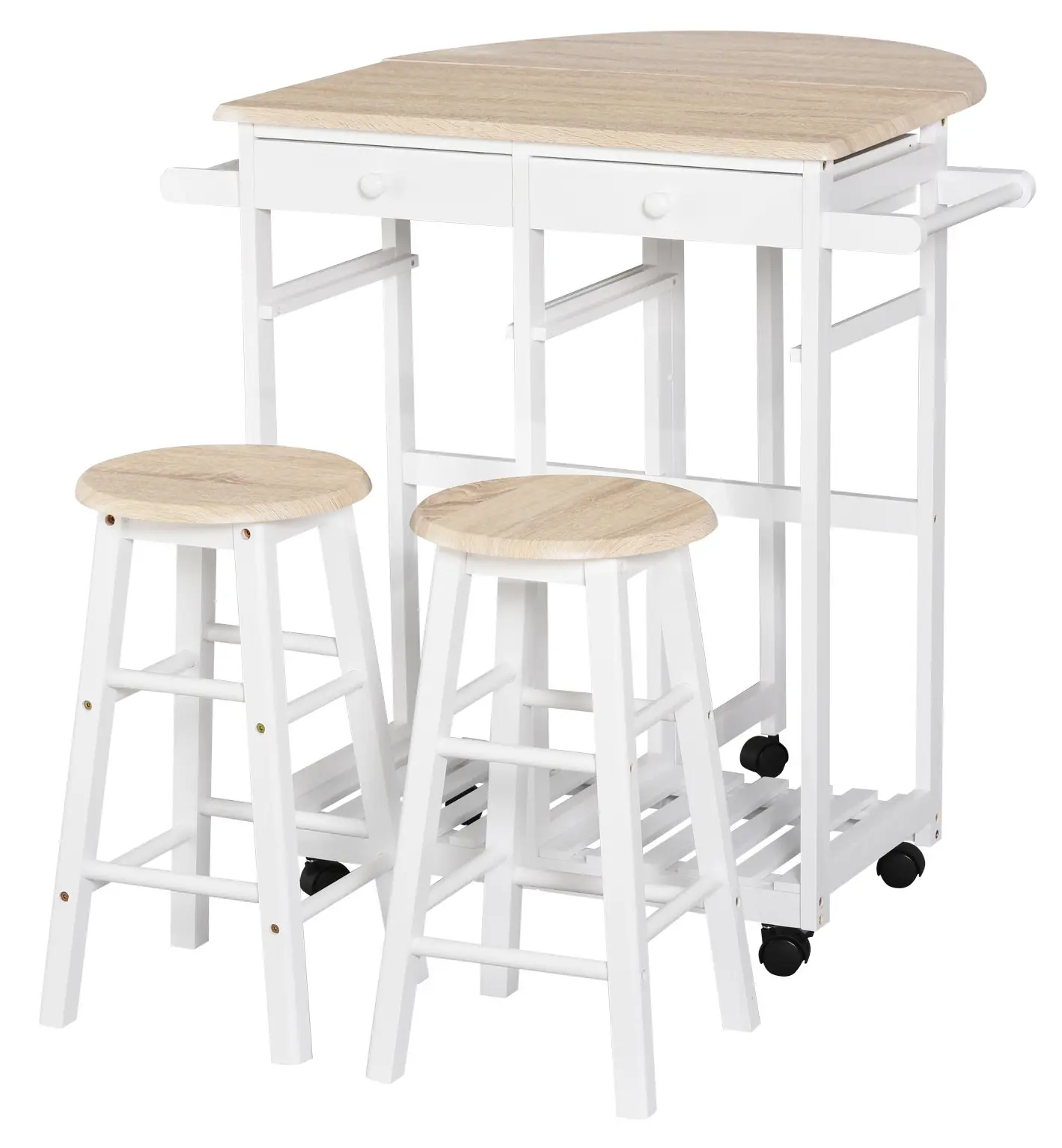 Set masa si scaune Homcom 801-117 (White/Natural) - 2