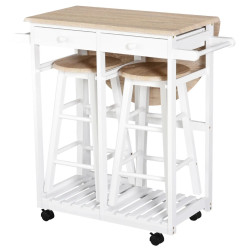 Set masa si scaune Homcom 801-117 (White/Natural) Thumb