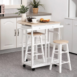 Set masa si scaune Homcom 801-117 (White/Natural)