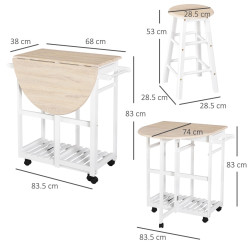 Set masa si scaune Homcom 801-117 (White/Natural) Thumb
