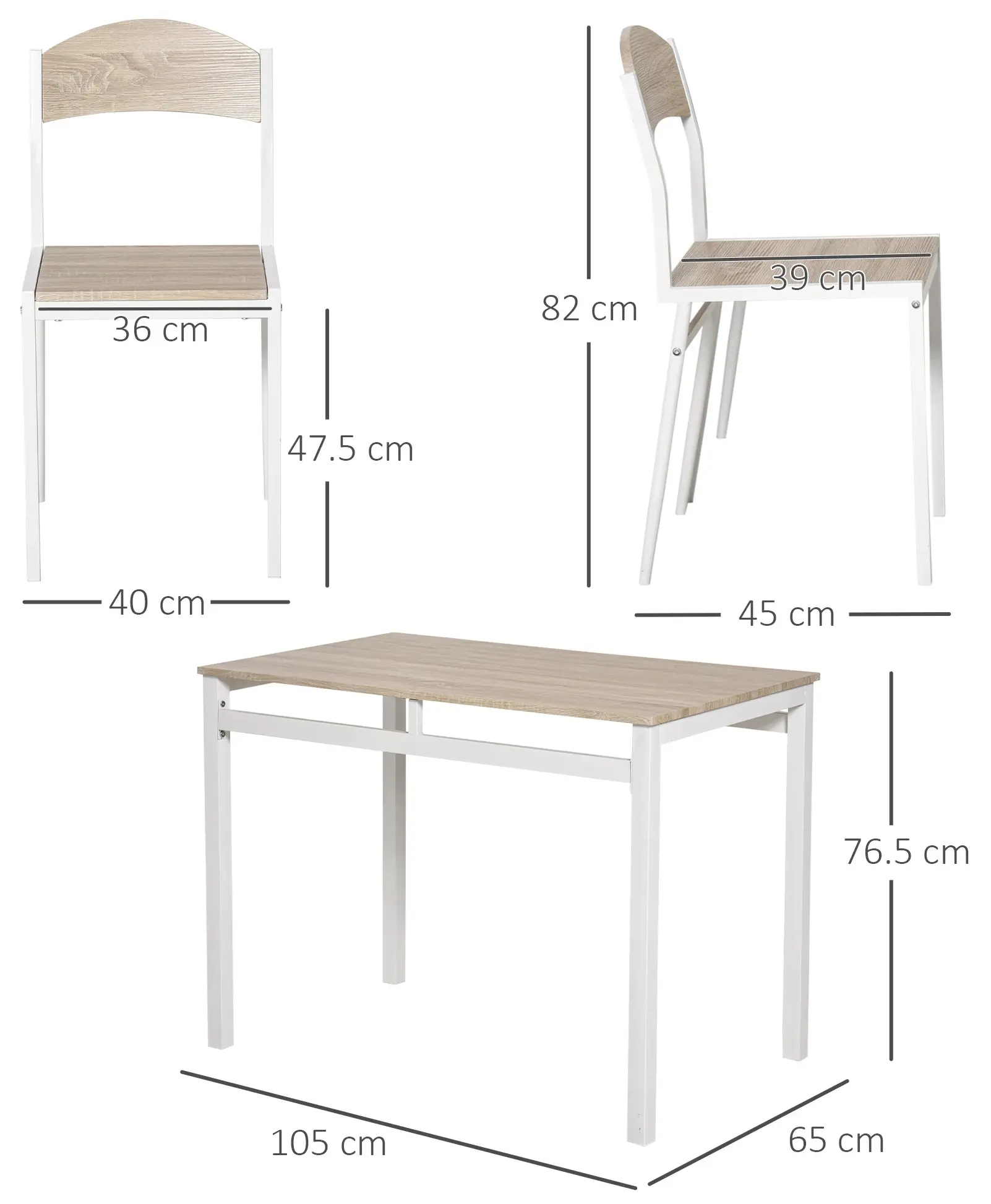 Обеденный набор Homcom 835-087 (Light Grey/White) - 6