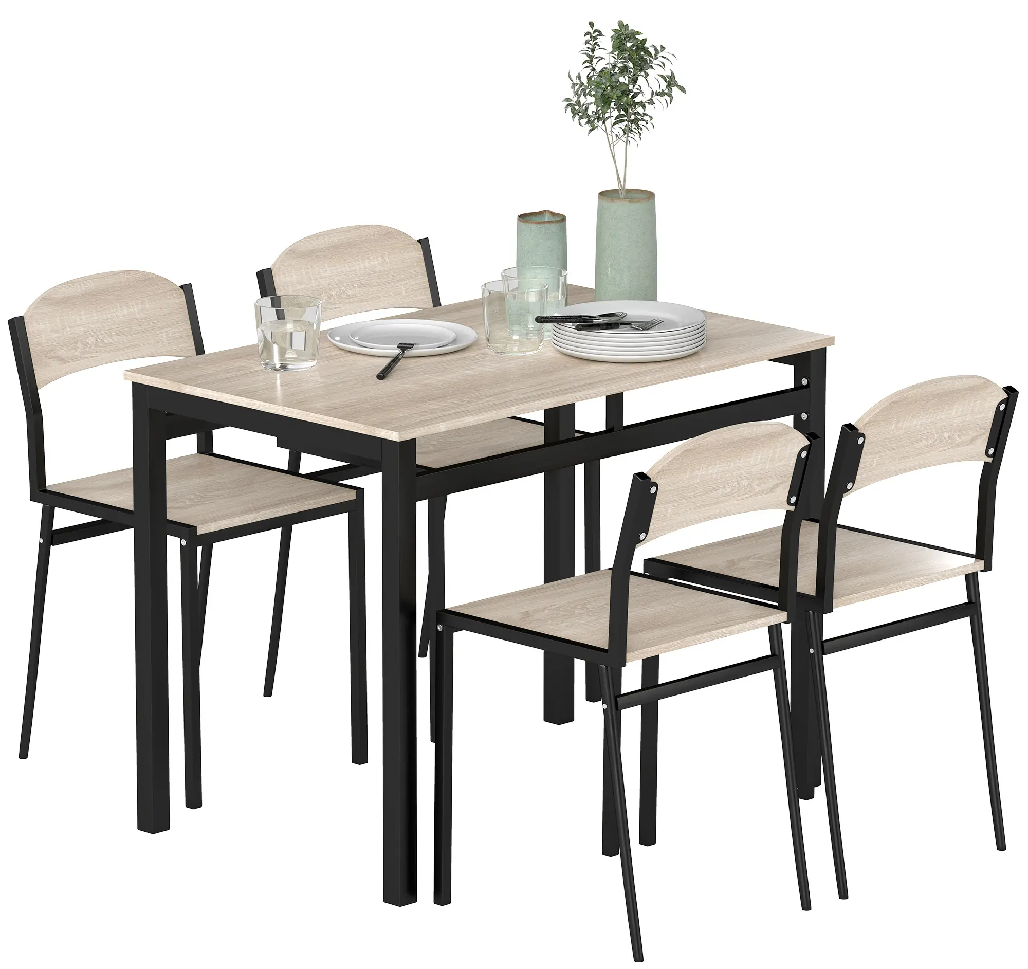 Обеденный набор Homcom 835-087V00BK (Natural/Black) - 4