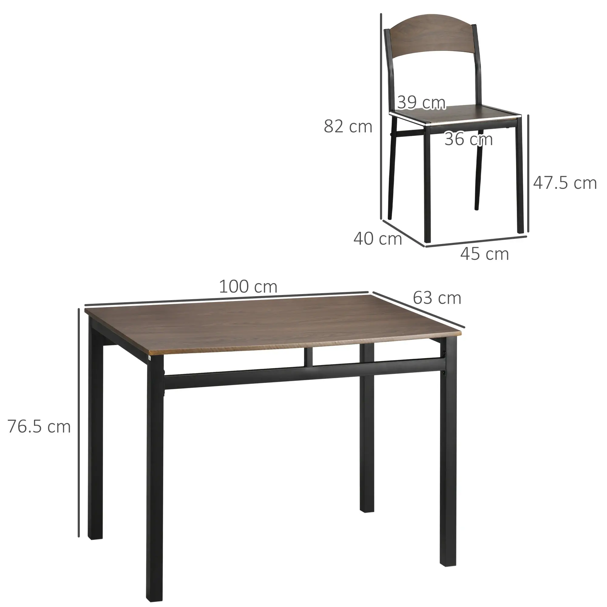 Обеденный набор Homcom 835-087V00DR (Brown/Black) - 4