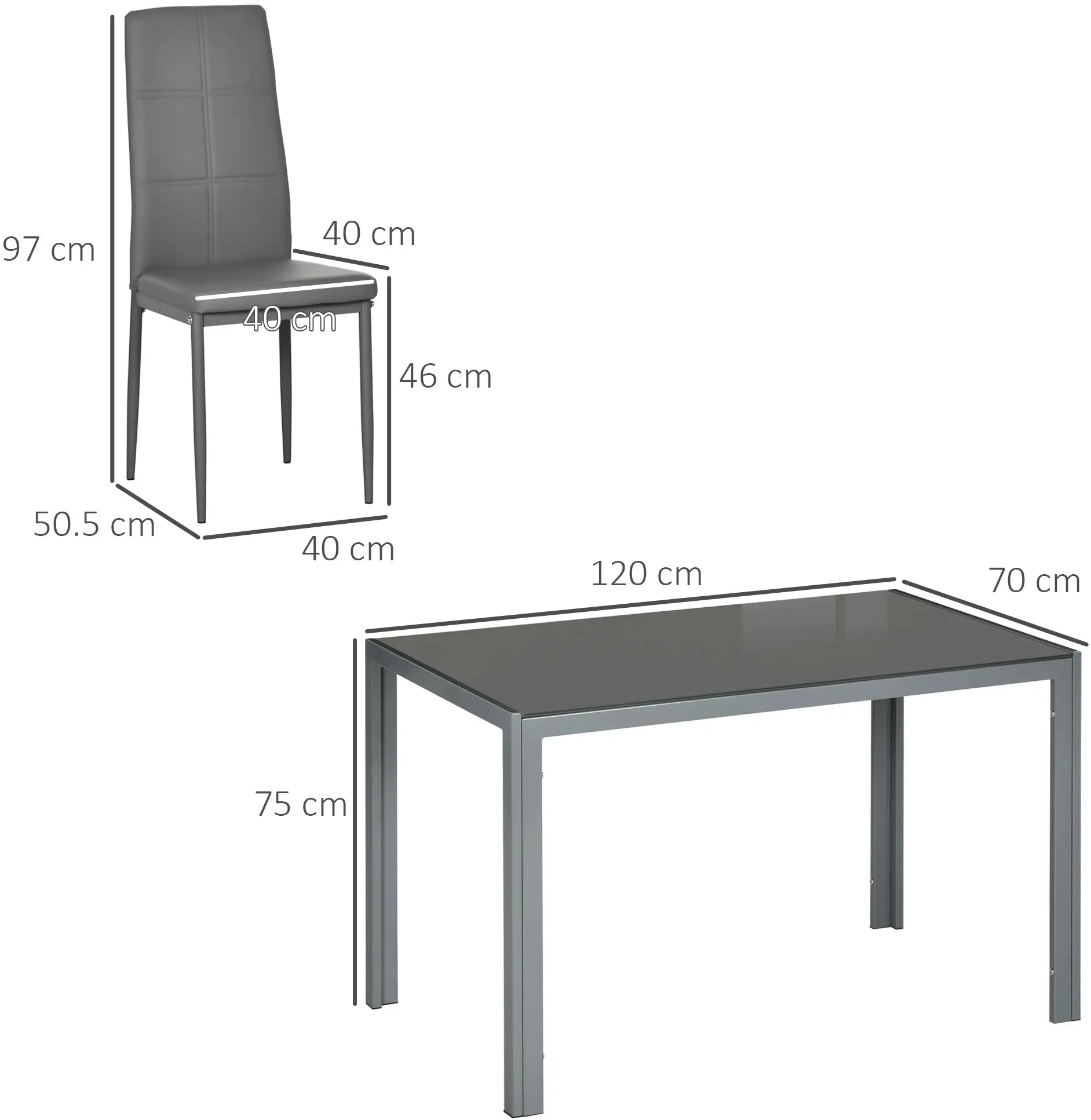 Обеденный набор Homcom 835-255V00GY 1+4 (Grey) - 11