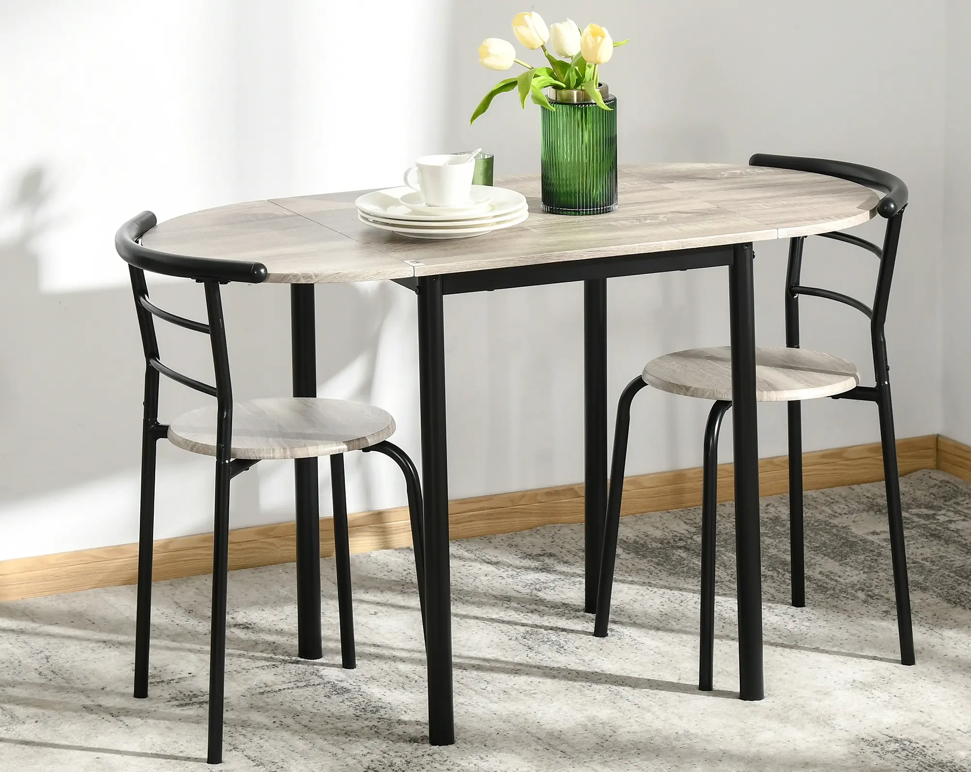 Обеденный набор Homcom 835-644 60/120x60 1+2 (Wood/Black) - 5