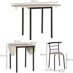 Обеденный набор Homcom 835-644 60/120x60 1+2 (Wood/Black) Thumb