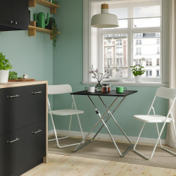 Set masa + 2 scaune pliante Ikea Gunde/Vihals 67x67 (Negru/Alb) Thumb