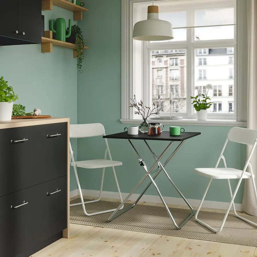 Set masa + 2 scaune pliante Ikea Gunde/Vihals 67x67 (Negru/Alb) - 2