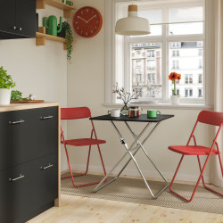 Set masa + 2 scaune pliante Ikea Gunde/Vihals 67x67 (Negru/Rosu) Thumb