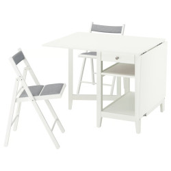 Комплект стол + 2 складных стула Ikea Nasinge/Frosvi/Knisa 48/104/159x85 (Белый/Серый) Thumb