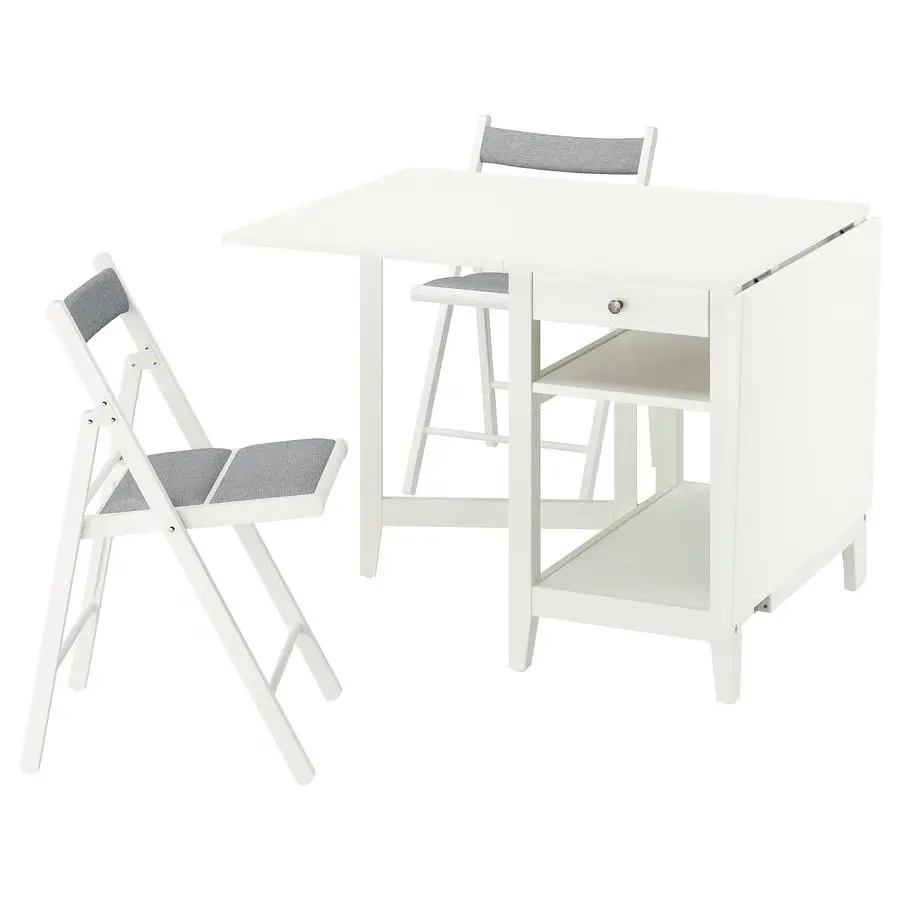 Комплект стол + 2 складных стула Ikea Nasinge/Frosvi/Knisa 48/104/159x85 (Белый/Серый) - 2