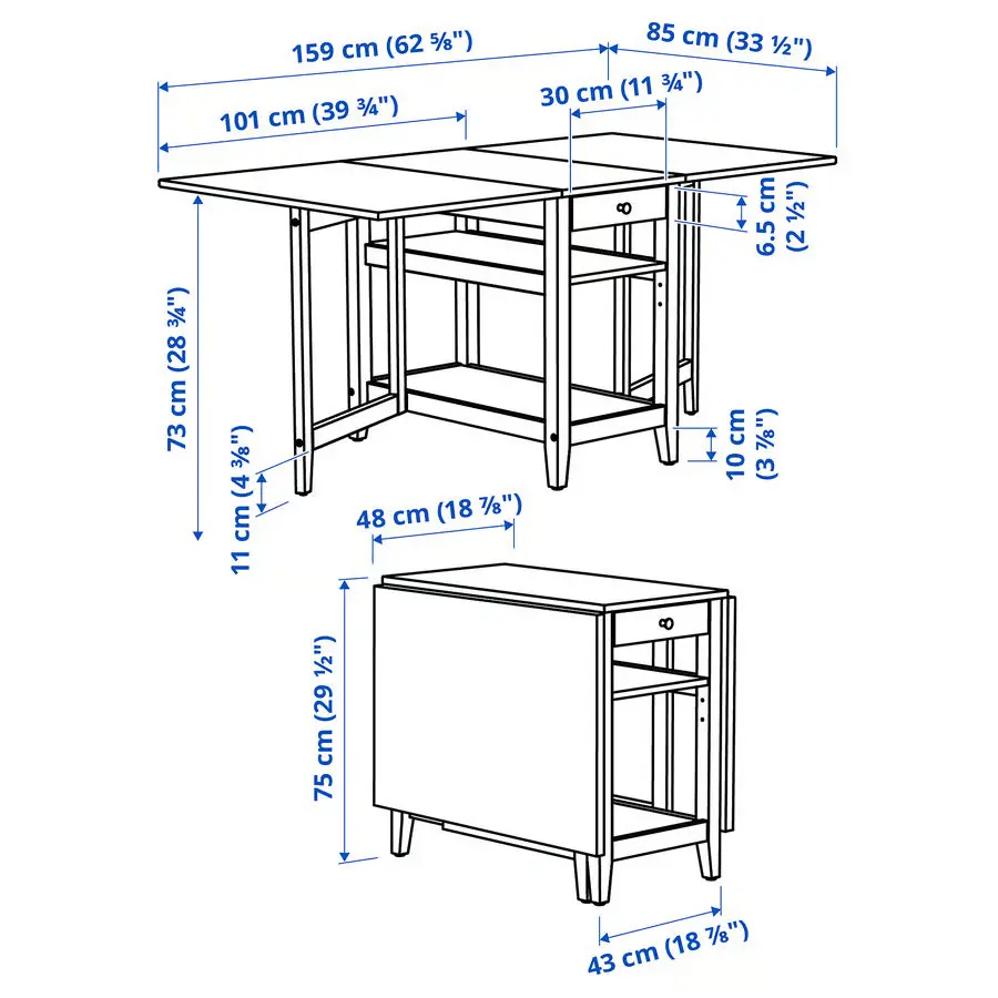 Комплект стол + 2 складных стула Ikea Nasinge/Frosvi/Knisa 48/104/159x85 (Белый/Серый) - 6