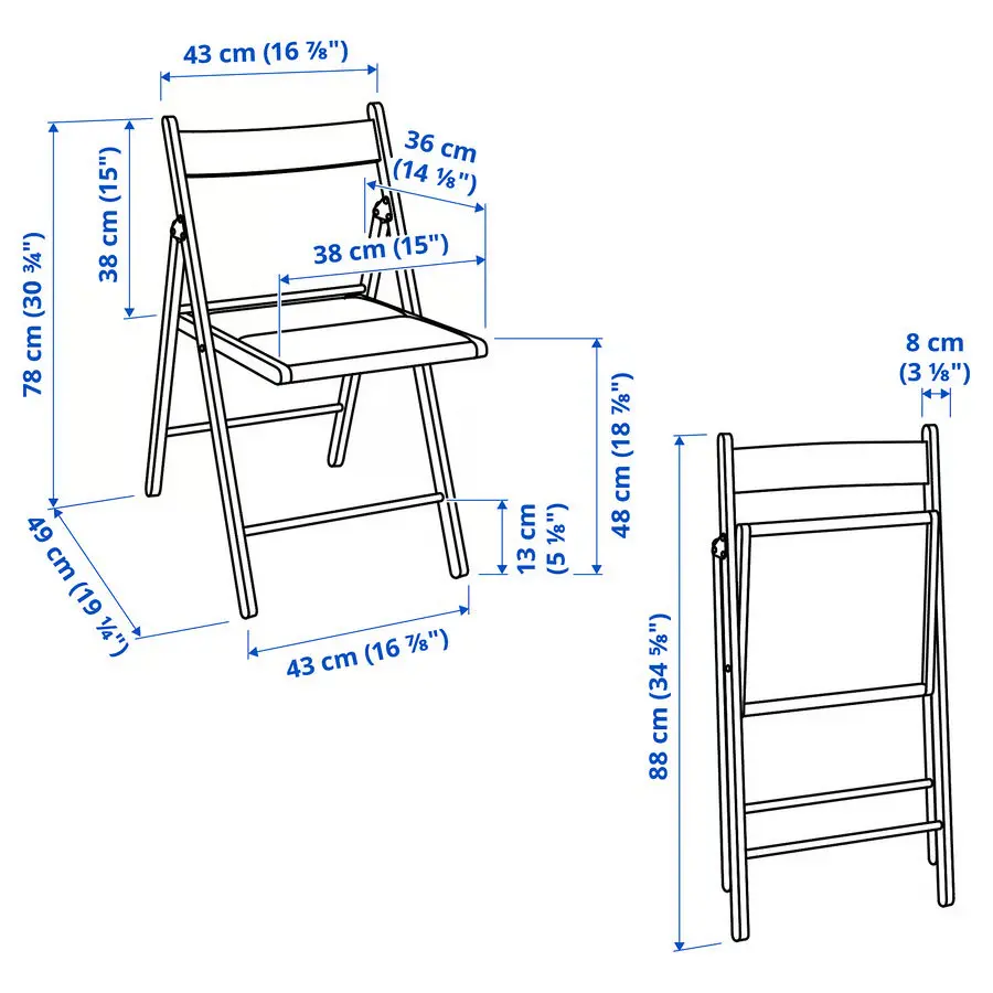 Комплект стол + 2 складных стула Ikea Nasinge/Frosvi/Knisa 48/104/159x85 (Белый/Серый) - 7
