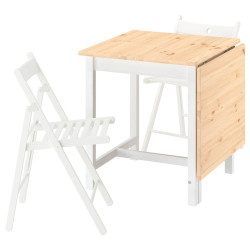 Комплект стол + 2 складных стула Ikea Pinntorp/Frosvi 67/124x75 (Светло-коричневый/Белый) Thumb