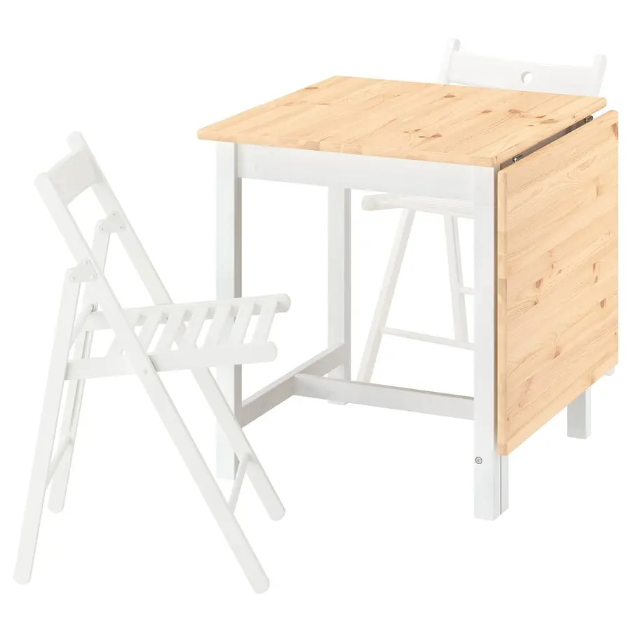 Комплект стол + 2 складных стула Ikea Pinntorp/Frosvi 67/124x75 (Светло-коричневый/Белый) - 2