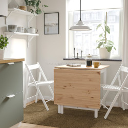 Set masa + 2 scaune pliante Ikea Pinntorp/Frosvi 67/124x75 (Maro deschis/Alb)