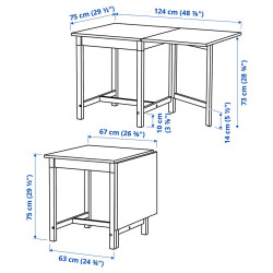 Комплект стол + 2 складных стула Ikea Pinntorp/Frosvi 67/124x75 (Светло-коричневый/Белый) Thumb