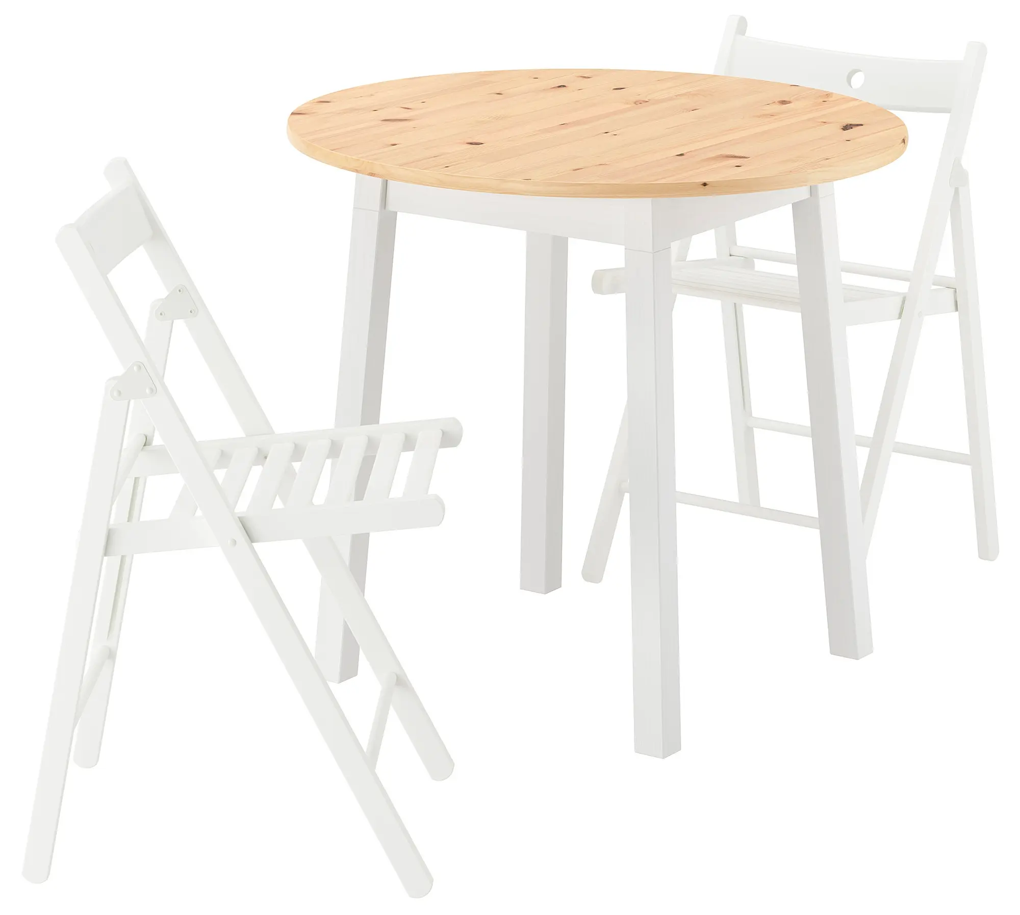 Комплект стол + 2 складных стула Ikea Pinntorp/Frosvi (Светло-коричневый/Белый) - 2