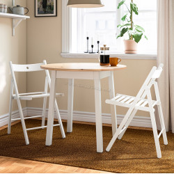 Комплект стол + 2 складных стула Ikea Pinntorp/Frosvi (Светло-коричневый/Белый)
