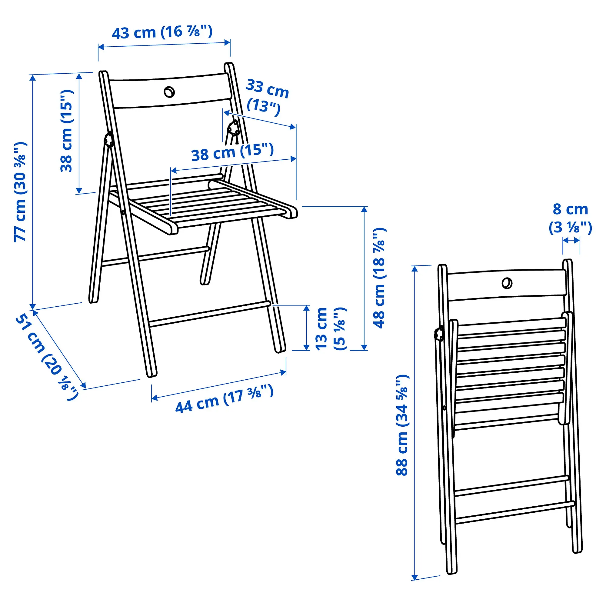 Комплект стол + 2 складных стула Ikea Pinntorp/Frosvi (Светло-коричневый/Белый) - 5