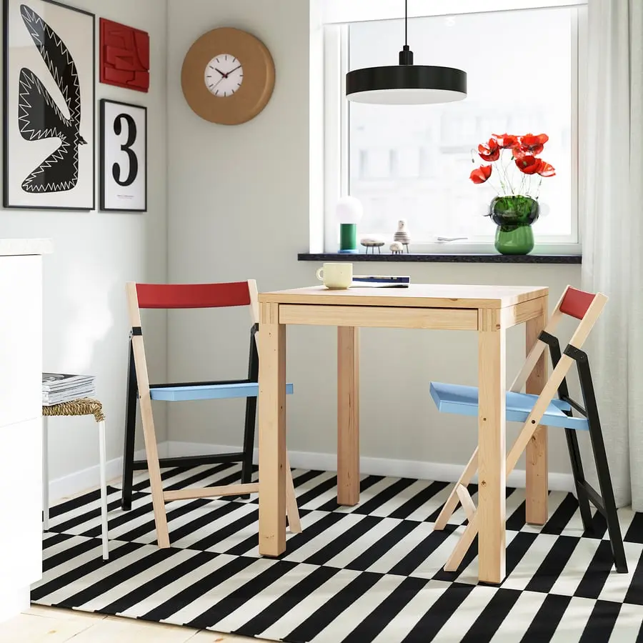 Set masa + 2 scaune pliante Ikea PS 2026 70x70 (Сосна)