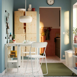 Set masa + 2 scaune pliante Ikea Vihals 39/95/151x90 (Alb) Thumb