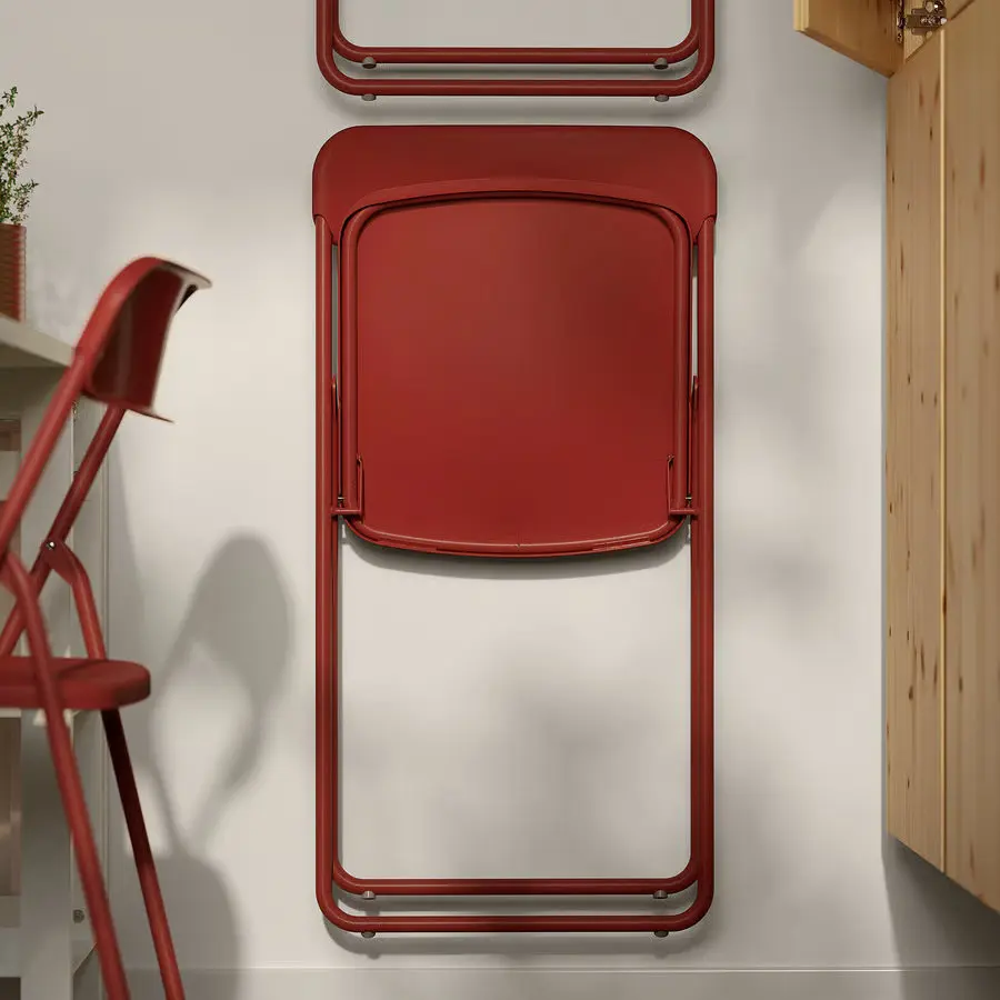 Set masa + 2 scaune pliante Ikea Vihals 39/95/151x90 (Alb/Rosu) - 5