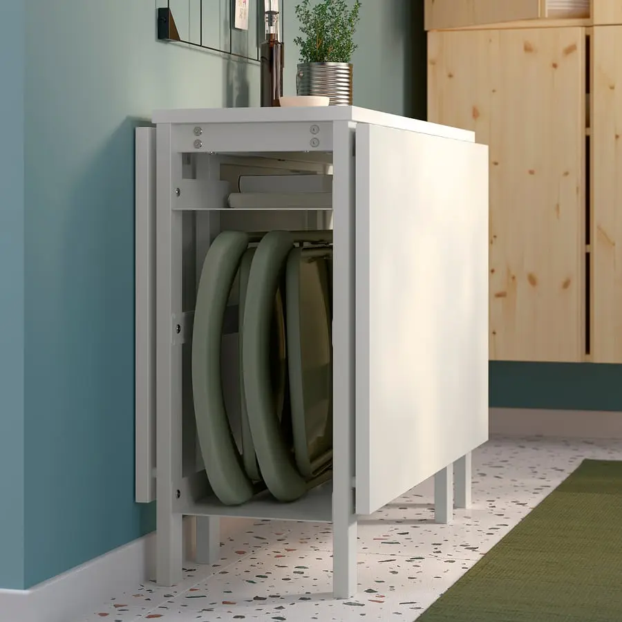 Set masa + 2 scaune pliante Ikea Vihals 39/95/151x90 (Alb/Verde) - 3