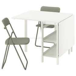 Set masa + 2 scaune pliante Ikea Vihals 39/95/151x90 (Alb/Verde)