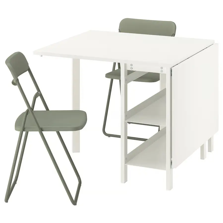 Set masa + 2 scaune pliante Ikea Vihals 39/95/151x90 (Alb/Verde)