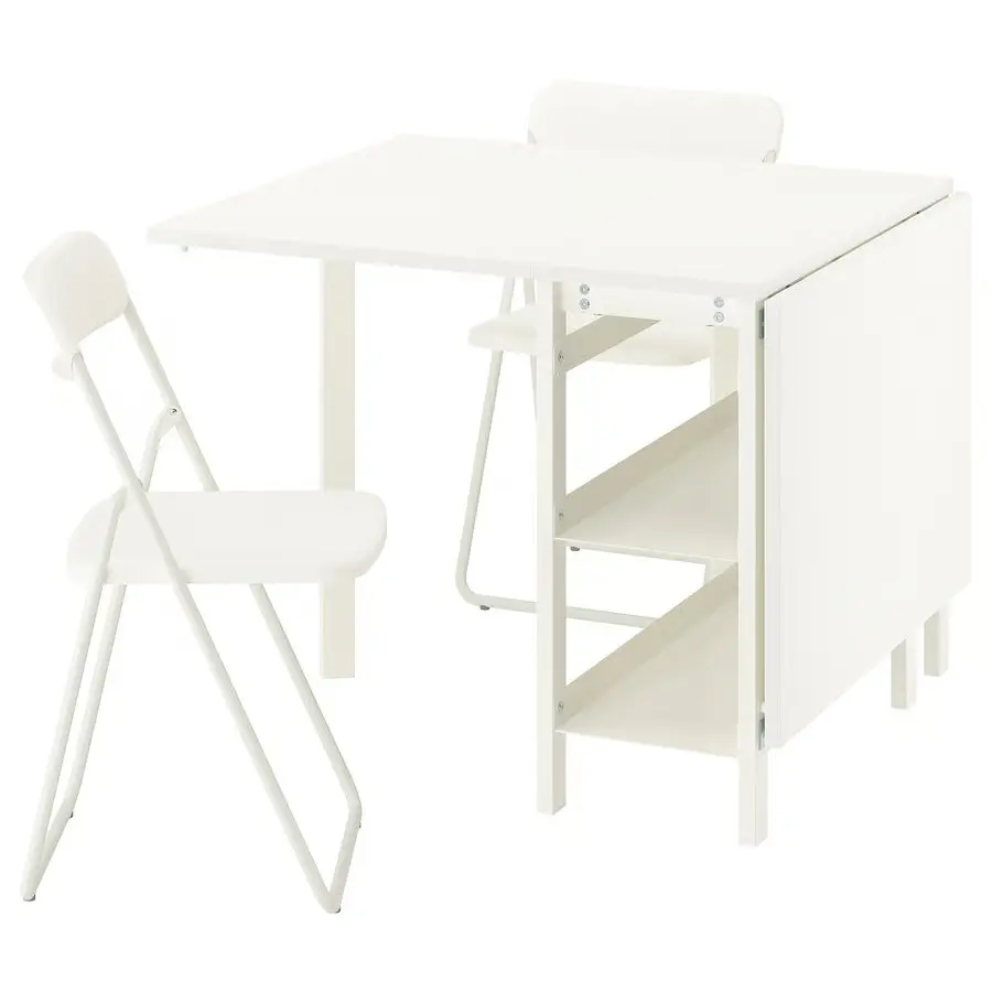 Set masa + 2 scaune pliante Ikea Vihals 39/95/151x90 (Alb)