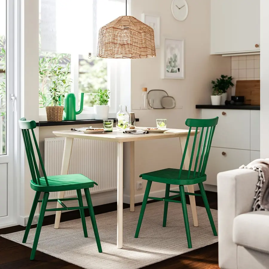 Комплект стол + 2 стула Ikea Lisabo/Hogved 88 (Ясень/Зеленый)