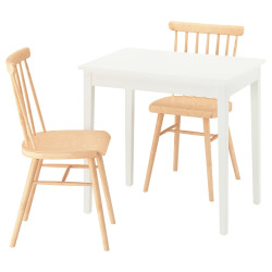 Комплект стол + 2 стула Ikea Nasinge/Hogved 80x60 (Белый/Береза) Thumb