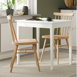 Комплект стол + 2 стула Ikea Nasinge/Hogved 80x60 (Белый/Береза)