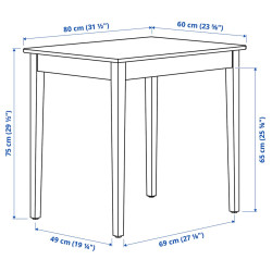 Комплект стол + 2 стула Ikea Nasinge/Hogved 80x60 (Белый/Береза) Thumb